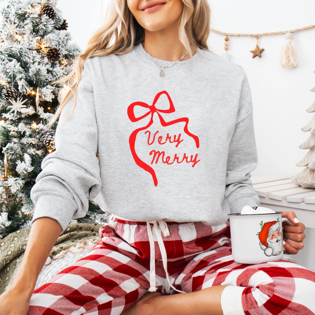 Very Merry adult crewneck sweatshirt, Christmas collection by Benny and Ray Apparel
