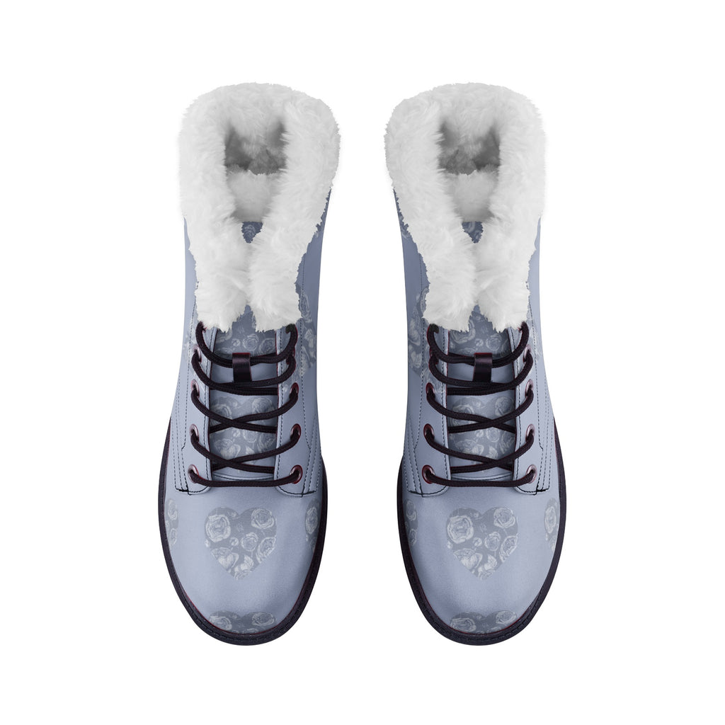 Lavender floral hearts Unisex Lace Up Winter Chukka Boots