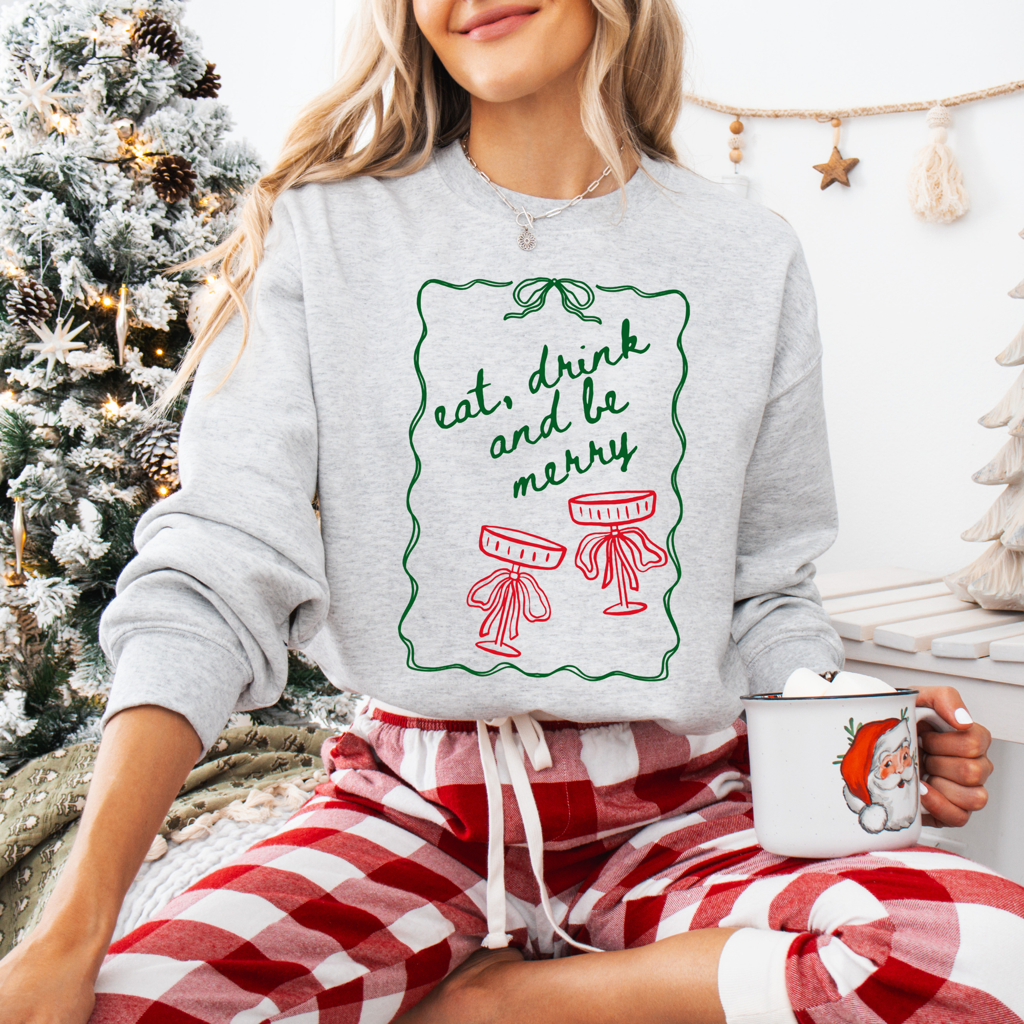 Eat Drink and Be Merry adult Sweatshirt, Christmas collection by Benny and Ray Apparel