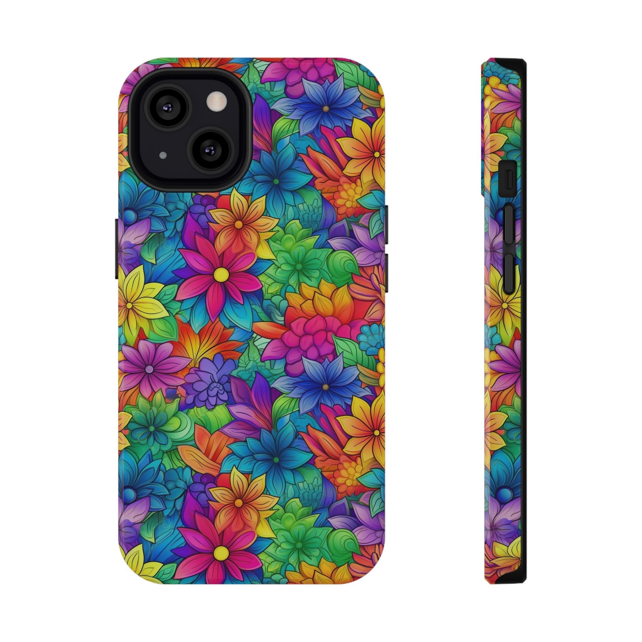 Bespattered Facade Bright Rainbow Flowers Impact-Resistant Case