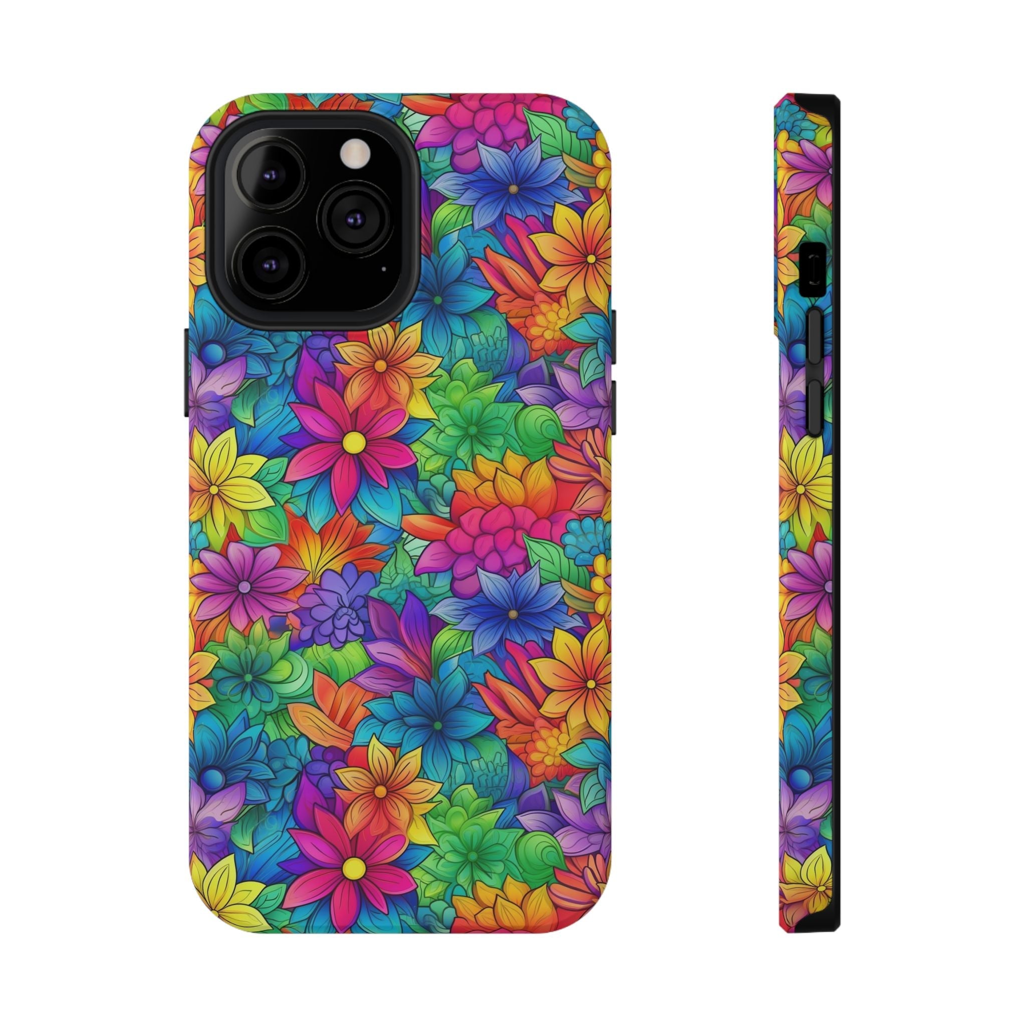 Bespattered Facade Bright Rainbow Flowers Impact-Resistant Case