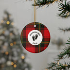 Moje pierwsze święta - Personalized Baby’s First Christmas Ceramic Ornament — Red Tartan Double-Sided by Printify