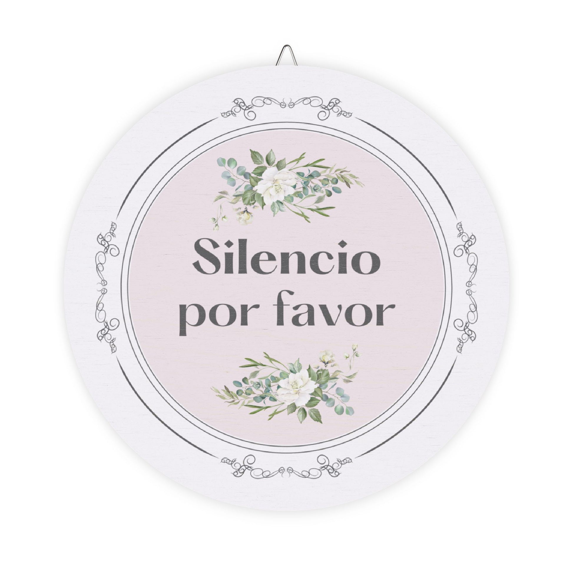 Silencio por favor hanging wooden wall sign