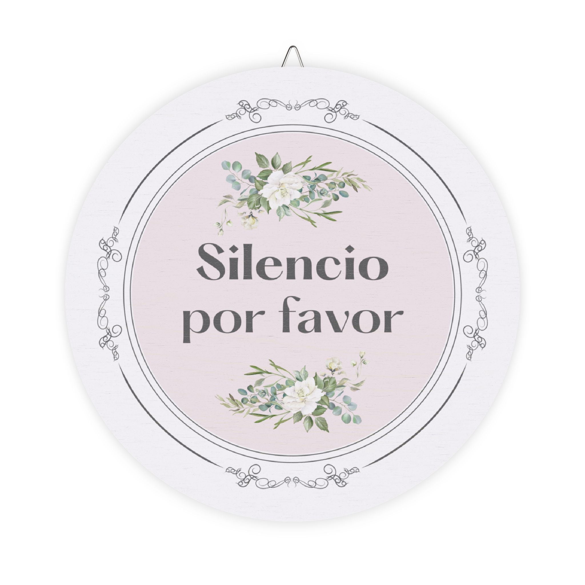 Silencio por favor hanging wooden wall sign