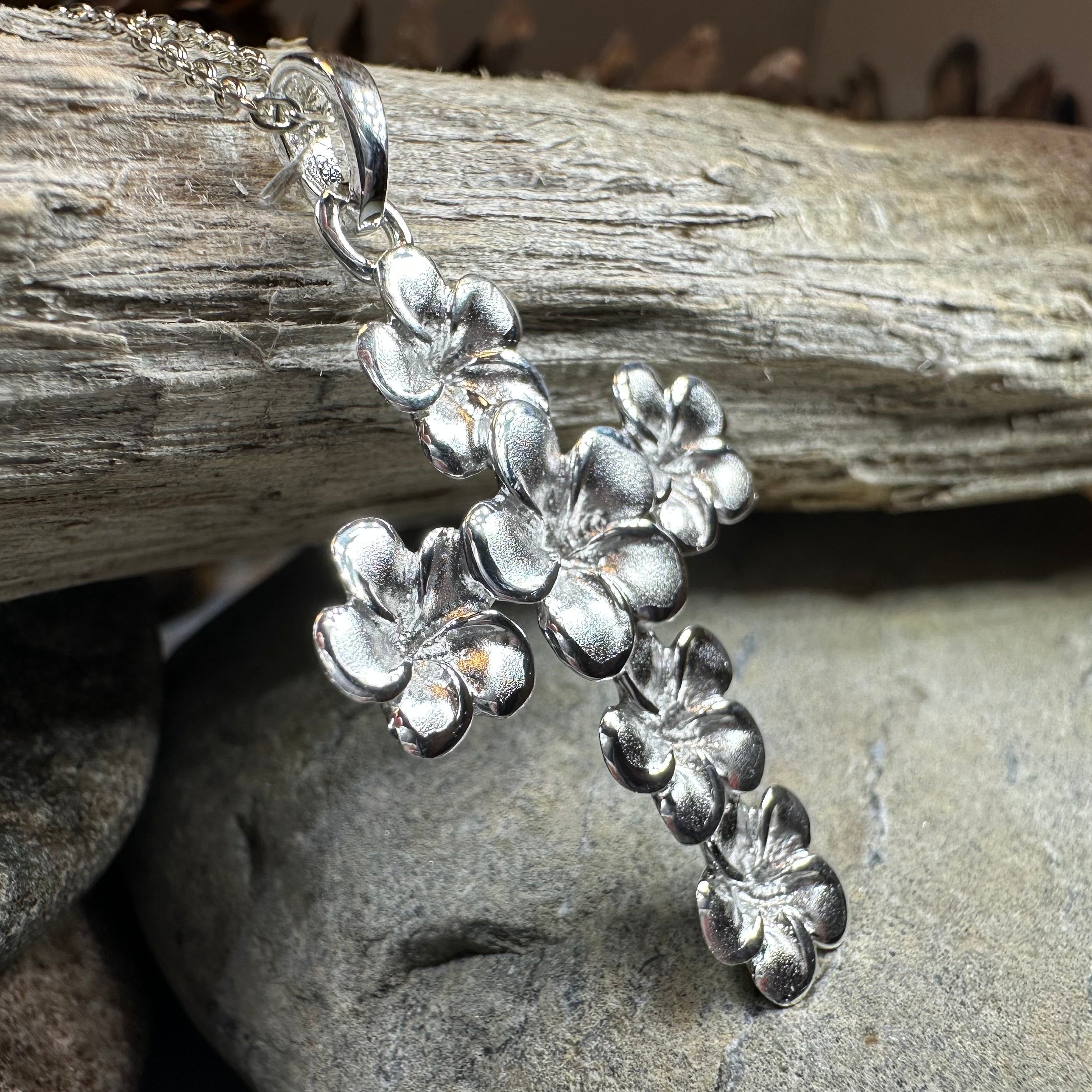 Plumeria Blossom Cross Necklace