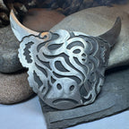 Large Celtic Highland Cow Brooch - Handmade in Scotland