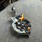 Double Thistle Scottish Luckenbooth Necklace in Sterling Silver