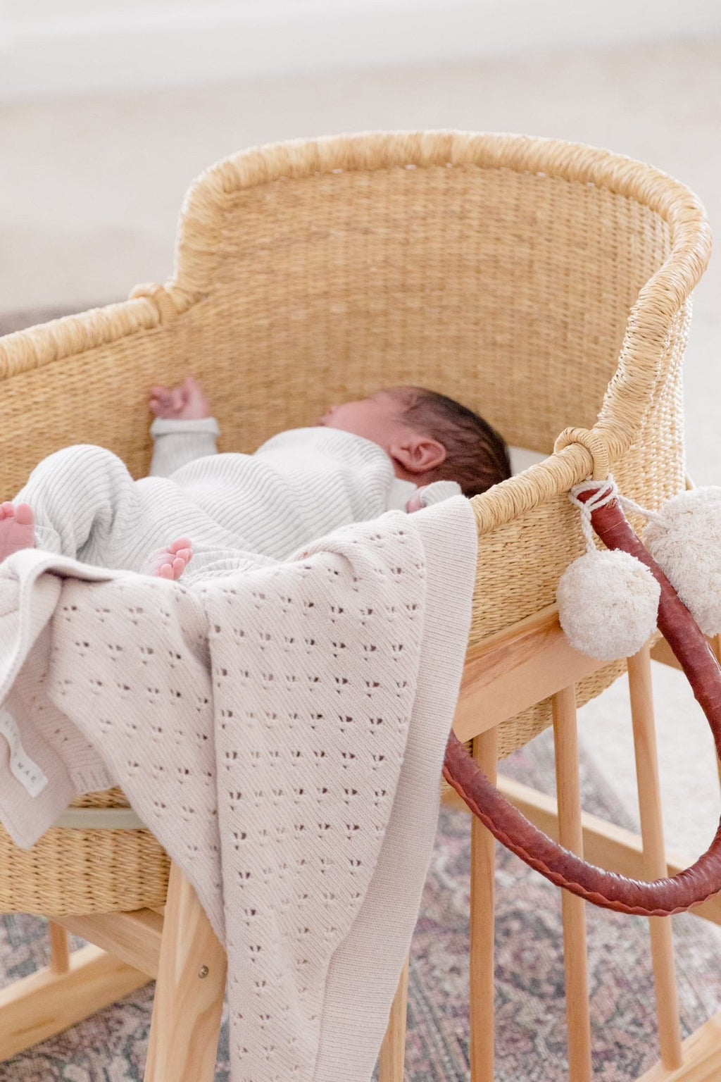 Toffee Pointelle Knit Blanket