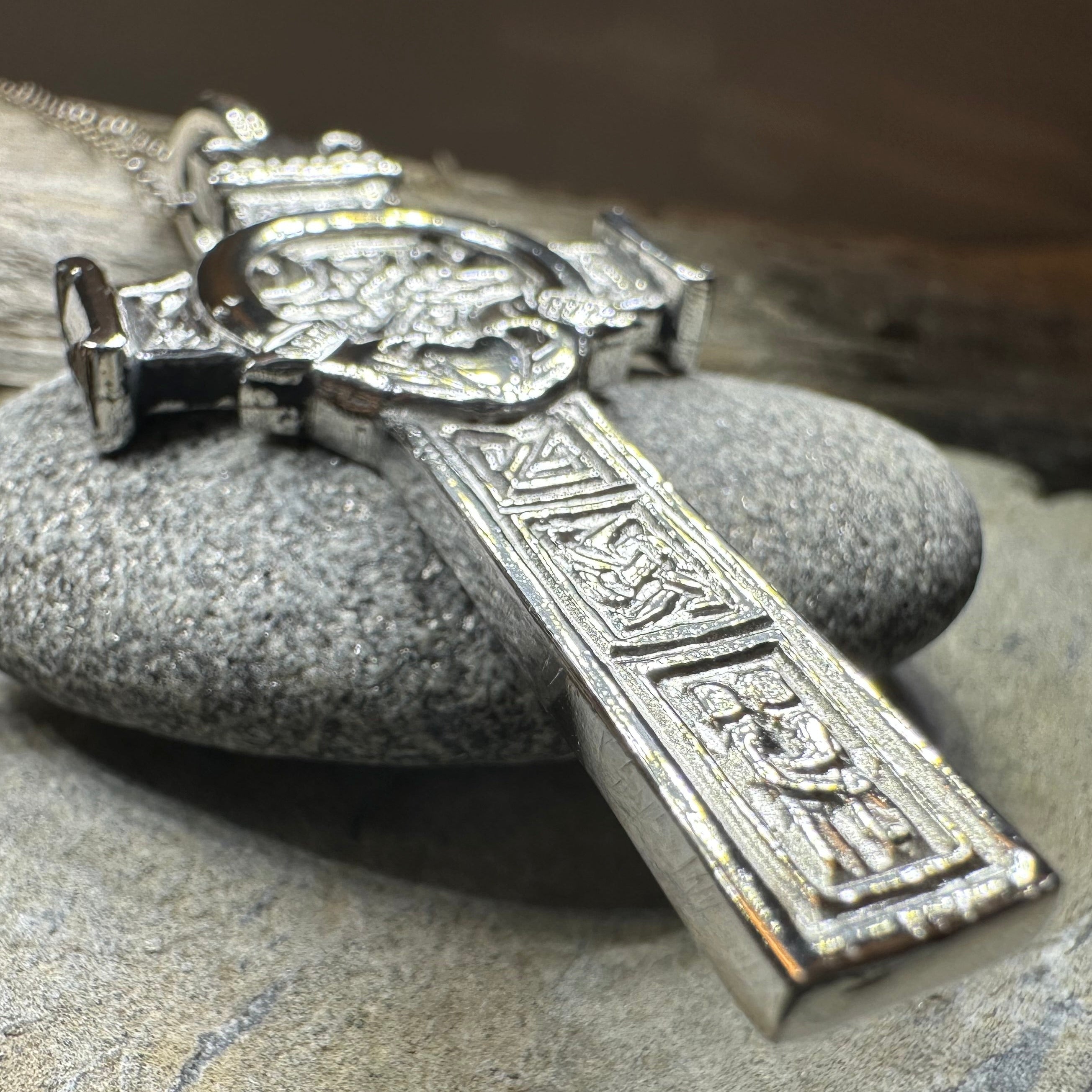 Large Artisan Irish Claddagh Cross Necklace - Made in Ireland