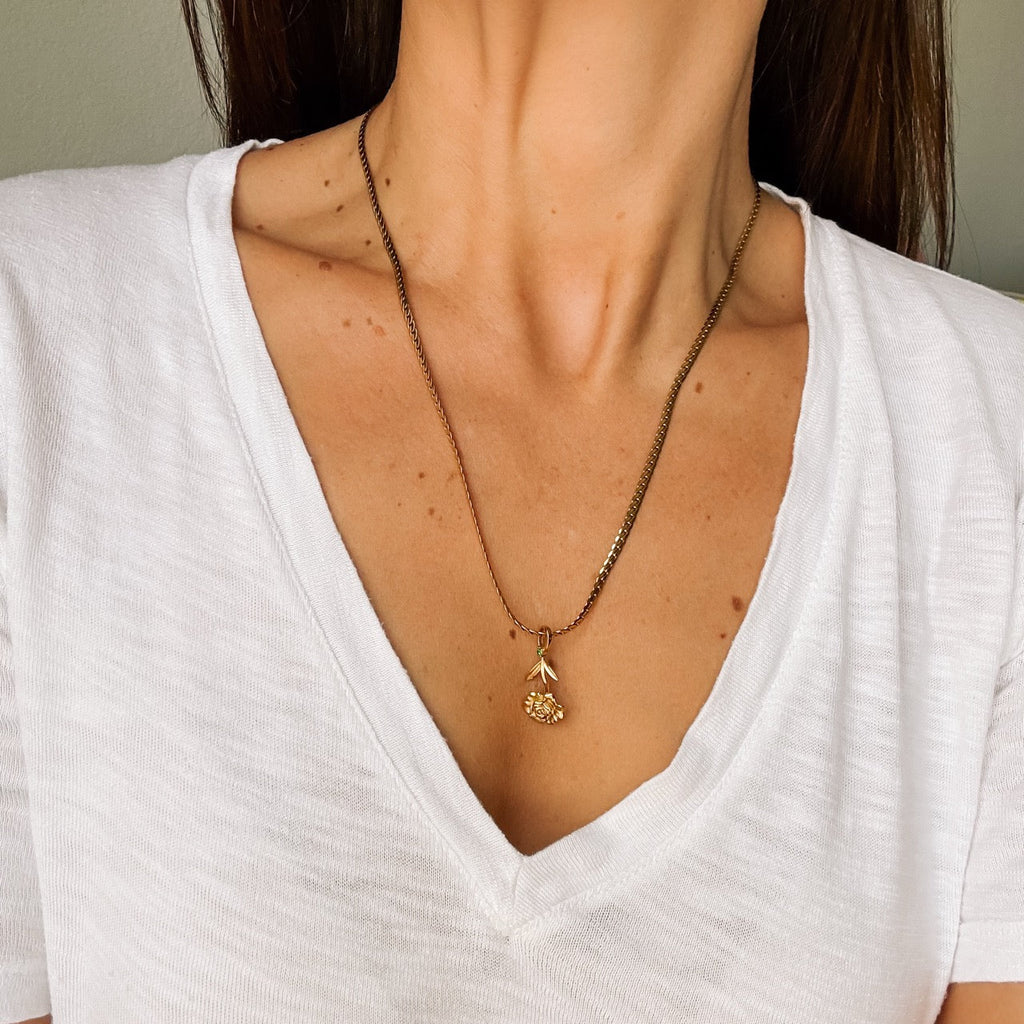 May Peony Birth Flower Necklace Charm