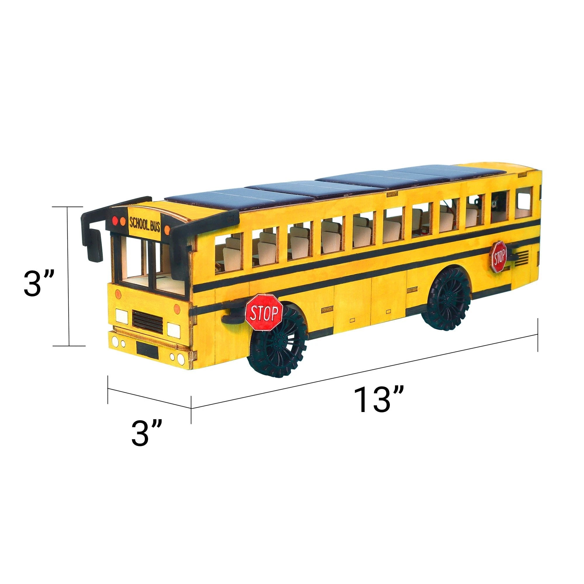 Dual Power School Bus STEM Kit – Build, Paint & Personalize | Battery + Solar Powered by Kitsville