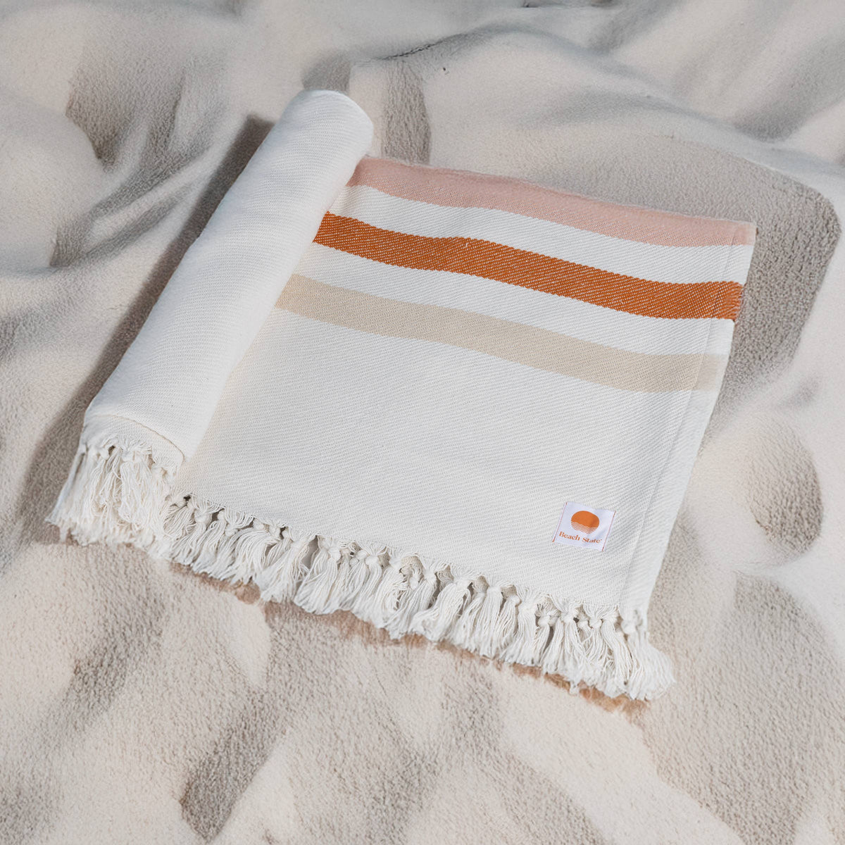Oceanside Sunset Stripe Cotton Beach Blanket by Beach State
