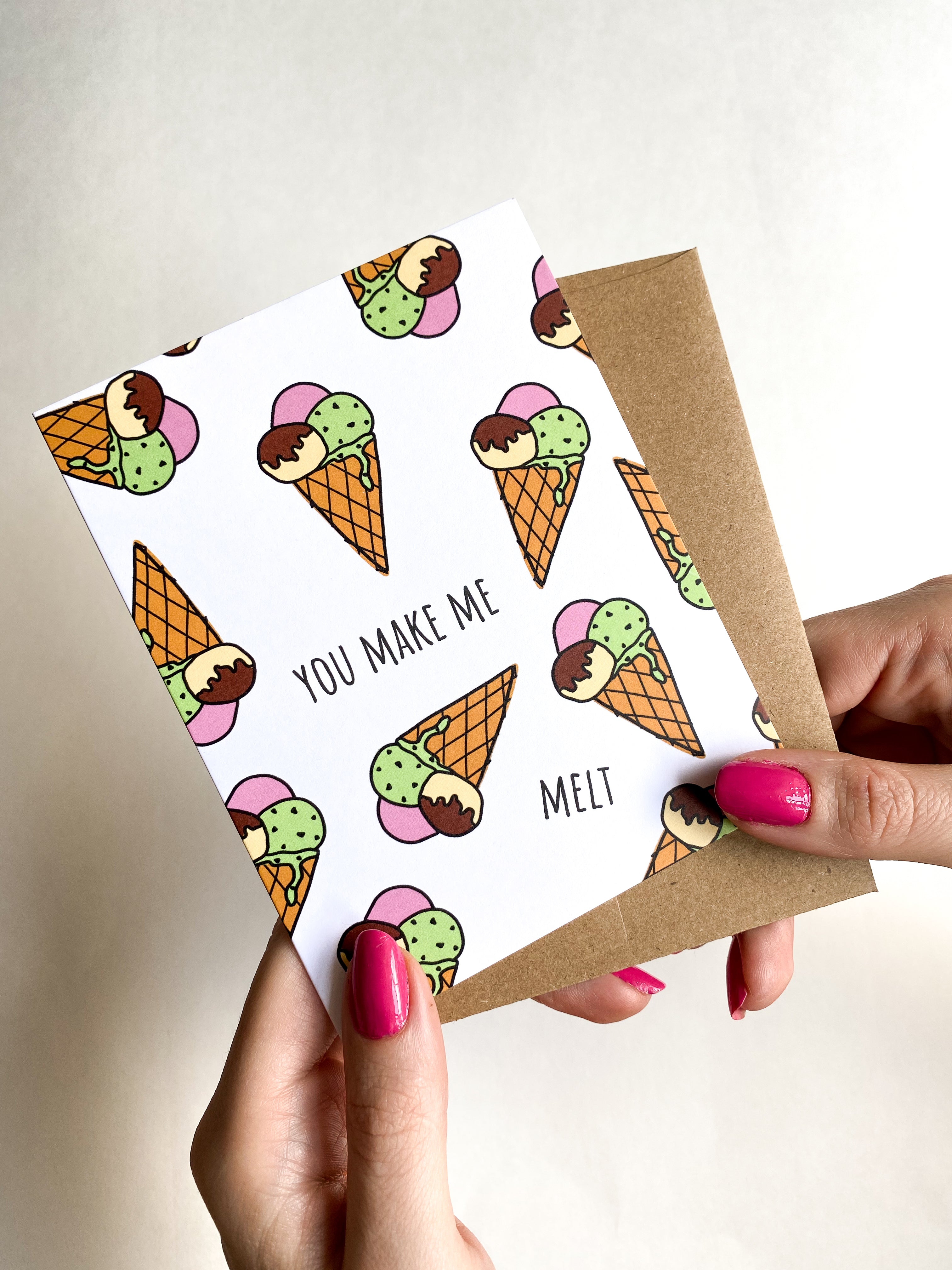 You Make Me Melt Valentine’s Card – Cute Ice Cream Anniversary Card