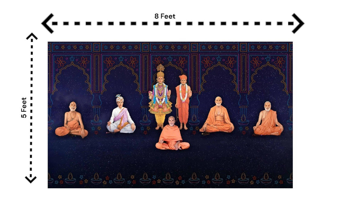 5x8 Feet BAPS Sanstha Swaminarayan Bhagwan Design Fabric Backdrop Banner for Pooja Decoration (1172) Festive Decor La Vie Bien 5x8 Feet BAPS Sanstha Swaminarayan Bhagwan Design Fabric Backdrop Banner for Pooja Decoration (1172)