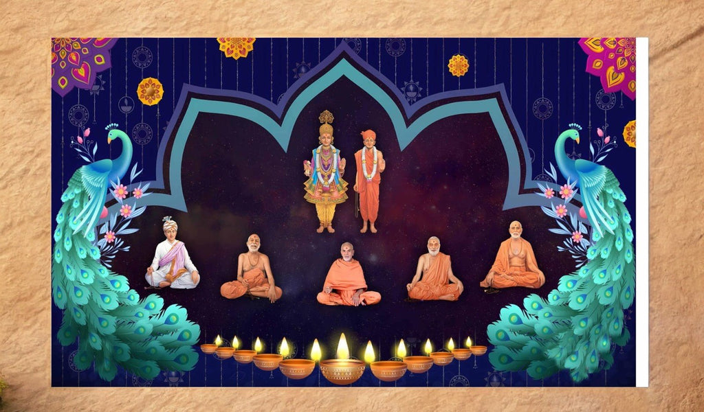 5x8 Feet BAPS Sanstha Swaminarayan Bhagwan Design Fabric Backdrop Banner for Pooja Decoration (1174) Festive Decor La Vie Bien 5x8 Feet BAPS Sanstha Swaminarayan Bhagwan Design Fabric Backdrop Banner for Pooja Decoration (1174)