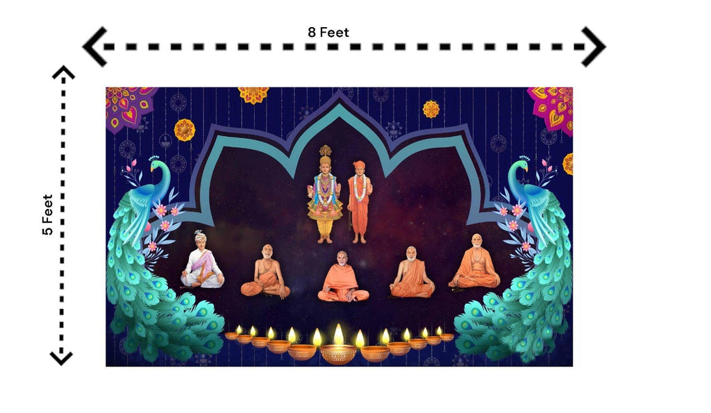 5x8 Feet BAPS Sanstha Swaminarayan Bhagwan Design Fabric Backdrop Banner for Pooja Decoration (1174) Festive Decor La Vie Bien 5x8 Feet BAPS Sanstha Swaminarayan Bhagwan Design Fabric Backdrop Banner for Pooja Decoration (1174)