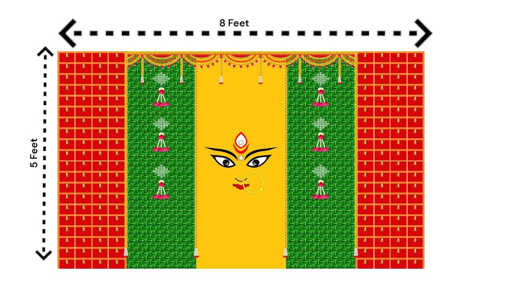 5x8 Feet Durga Fabric Reusable Backdrop Banner for Durga Pooja/Navratri (1032) Festive Decor La Vie Bien 5x8 Feet Durga Fabric Reusable Backdrop Banner for Durga Pooja/Navratri (1032)