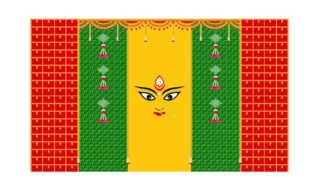 5x8 Feet Durga Fabric Reusable Backdrop Banner for Durga Pooja/Navratri (1032) Festive Decor La Vie Bien 5x8 Feet Durga Fabric Reusable Backdrop Banner for Durga Pooja/Navratri (1032)
