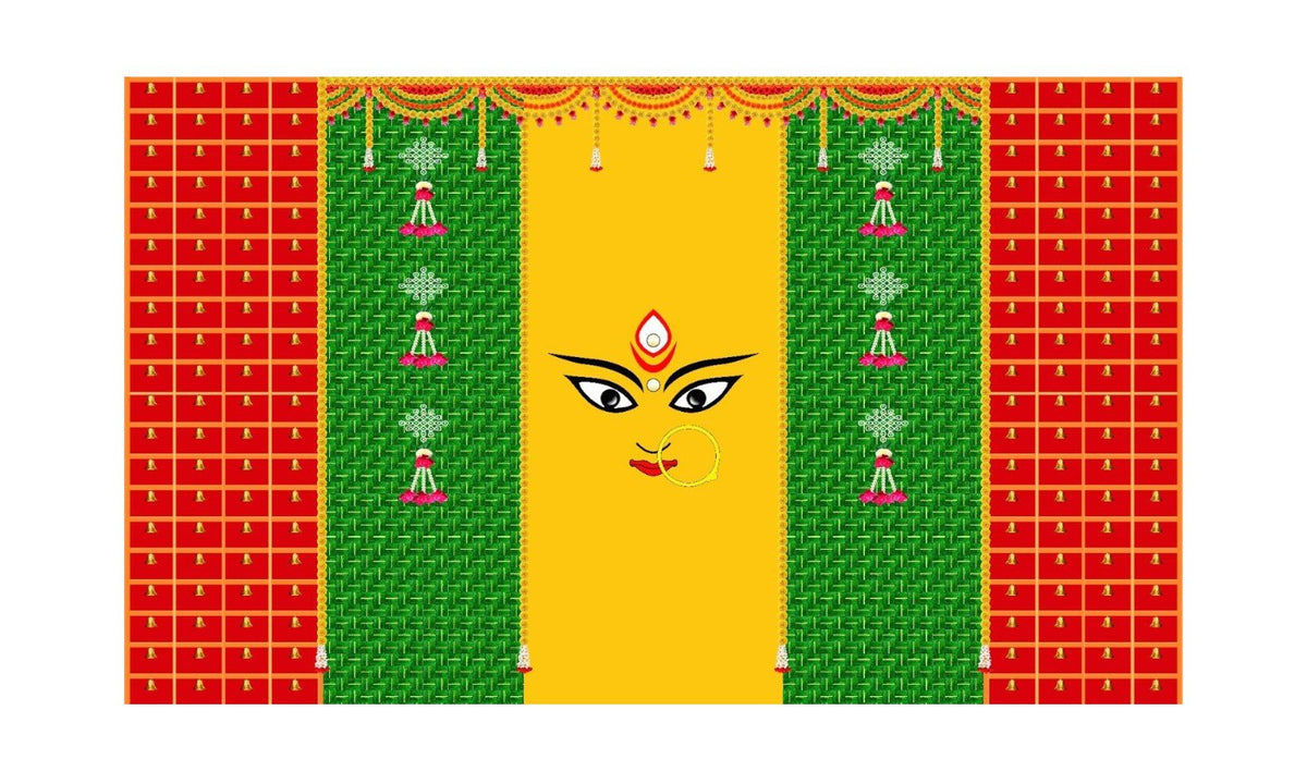 5x8 Feet Durga Fabric Reusable Backdrop Banner for Durga Pooja/Navratri (1032) Festive Decor La Vie Bien 5x8 Feet Durga Fabric Reusable Backdrop Banner for Durga Pooja/Navratri (1032)