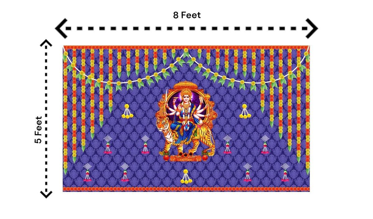 5x8 Feet Durga Fabric Reusable Backdrop Banner for Durga Pooja/Navratri (1034) Festive Decor La Vie Bien 5x8 Feet Durga Fabric Reusable Backdrop Banner for Durga Pooja/Navratri (1034)