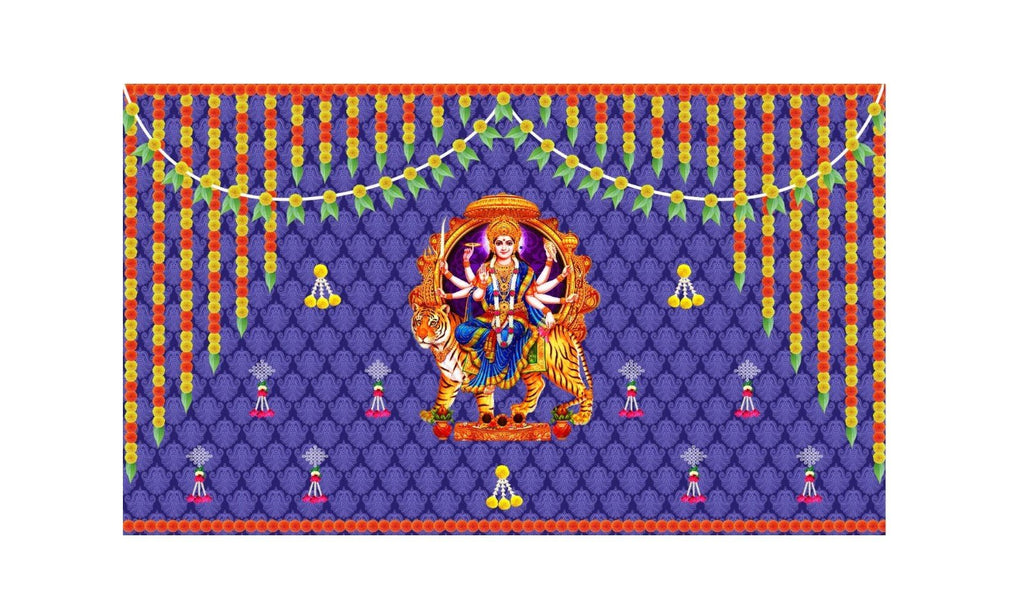 5x8 Feet Durga Fabric Reusable Backdrop Banner for Durga Pooja/Navratri (1034) Festive Decor La Vie Bien 5x8 Feet Durga Fabric Reusable Backdrop Banner for Durga Pooja/Navratri (1034)