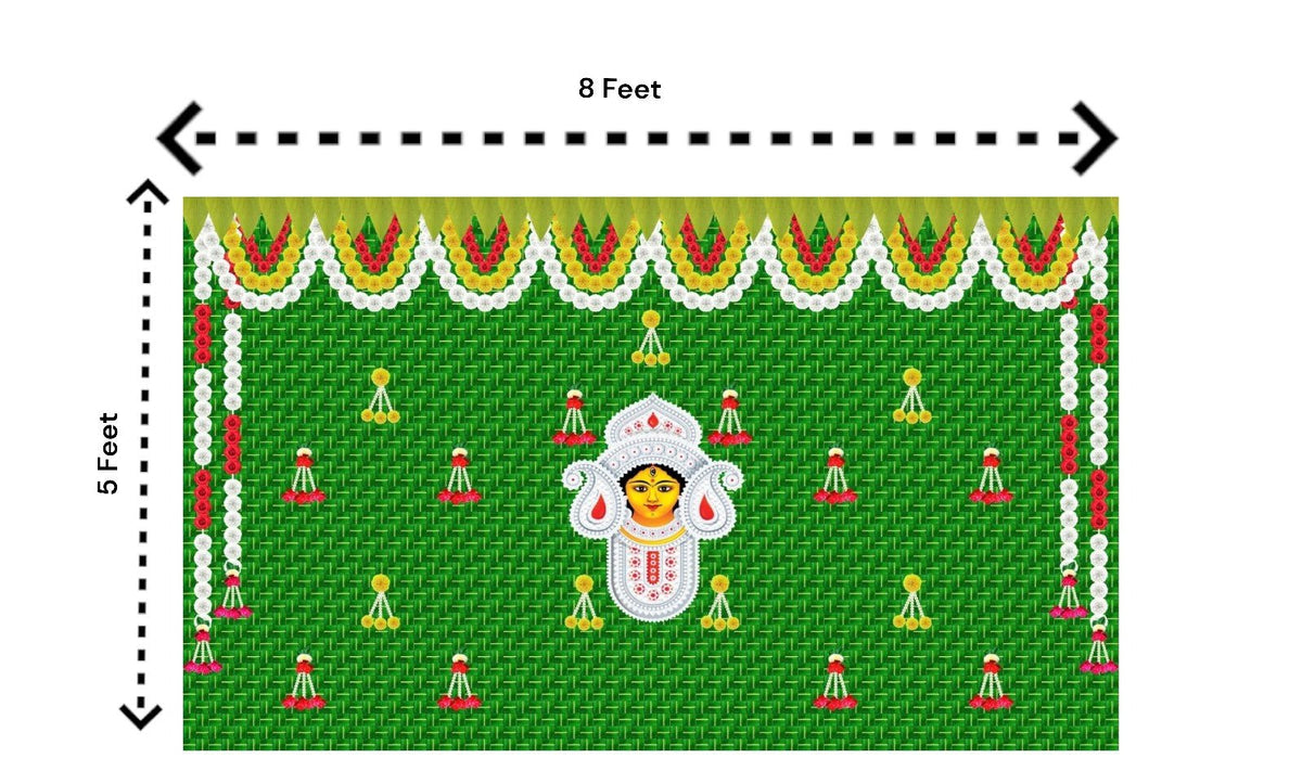 5x8 Feet Durga Fabric Reusable Backdrop Banner for Durga Pooja/Navratri (1036) Festive Decor La Vie Bien 5x8 Feet Durga Fabric Reusable Backdrop Banner for Durga Pooja/Navratri (1036)