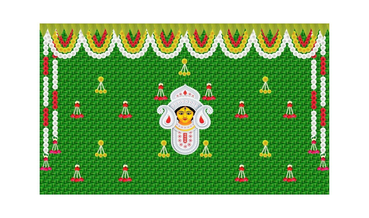 5x8 Feet Durga Fabric Reusable Backdrop Banner for Durga Pooja/Navratri (1036) Festive Decor La Vie Bien 5x8 Feet Durga Fabric Reusable Backdrop Banner for Durga Pooja/Navratri (1036)