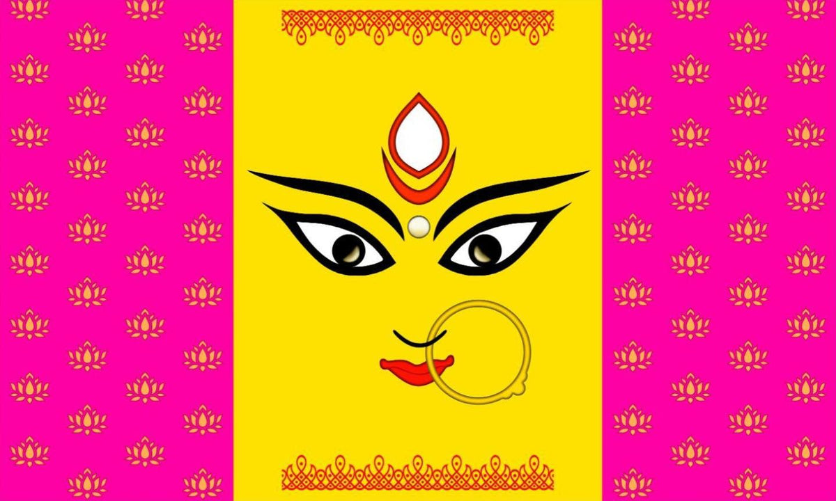 5x8 Feet Durga Fabric Reusable Backdrop Banner for Durga Pooja/Navratri (AS1489) Festive Decor La Vie Bien 5x8 Feet Durga Fabric Reusable Backdrop Banner for Durga Pooja/Navratri (AS1489)