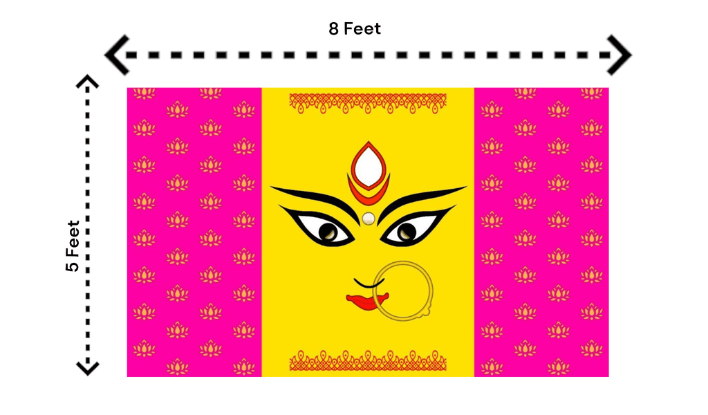 5x8 Feet Durga Fabric Reusable Backdrop Banner for Durga Pooja/Navratri (AS1489) Festive Decor La Vie Bien 5x8 Feet Durga Fabric Reusable Backdrop Banner for Durga Pooja/Navratri (AS1489)
