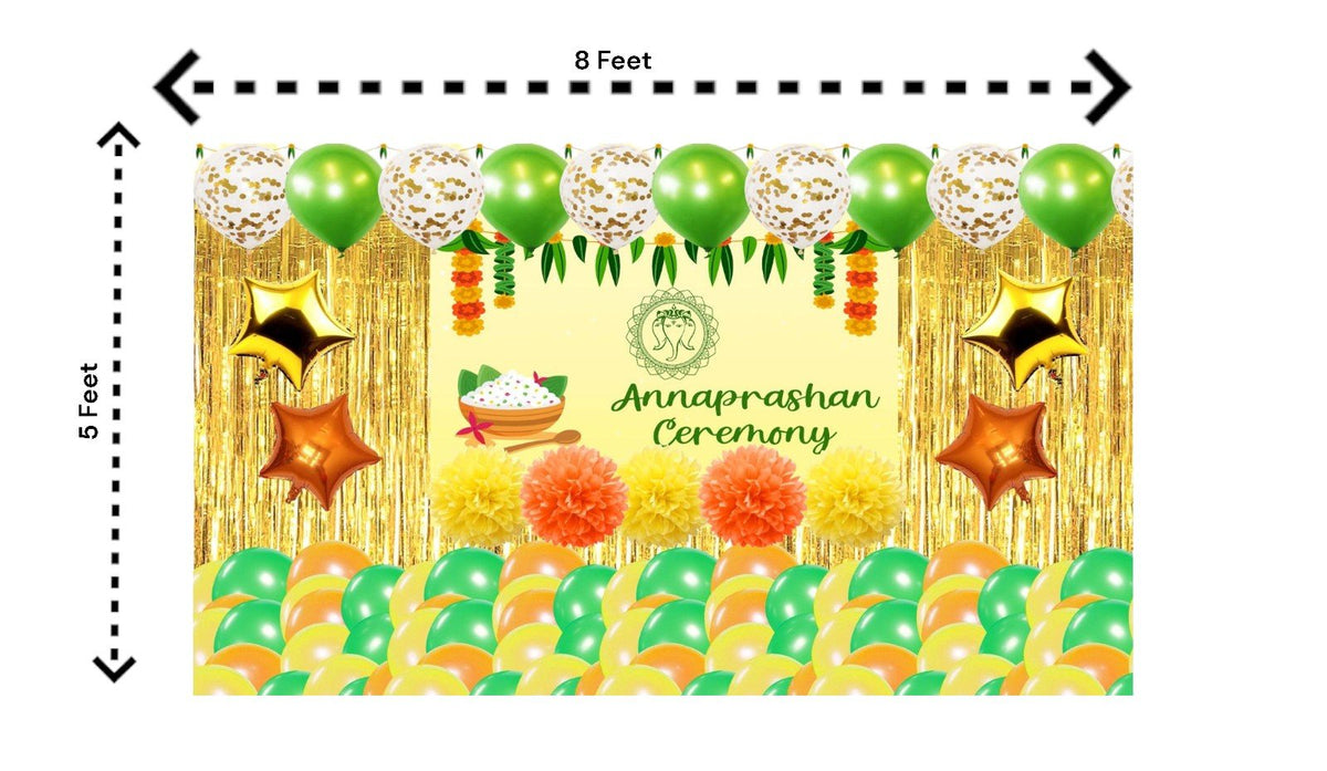 5x8 Feet Fabric Reusable Annaprashan Ceremony Backdrop Banner Festive Decor La Vie Bien 5x8 Feet Fabric Reusable Annaprashan Ceremony Backdrop Banner
