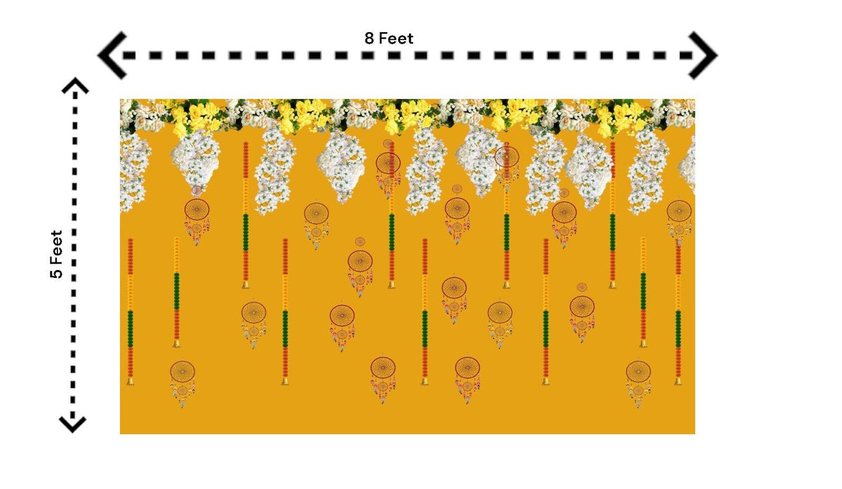 5x8 Feet Fabric Reusable Backdrop Banner for Wedding, Seemantham Ceremony, Housewarming, any Auspicious Occasions or pooja (1080) Festive Decor La Vie Bien 5x8 Feet Fabric Reusable Backdrop Banner for Wedding, Seemantham Ceremony, Housewarming, any Auspicious Occasions or pooja (1080)