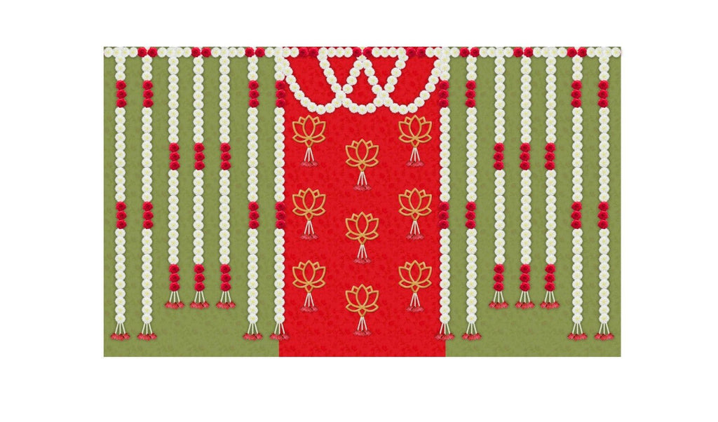 5x8 Feet Fabric Reusable Backdrop Banner for Wedding, Seemantham Ceremony, Housewarming, any Auspicious Occasions or pooja (1123) Festive Decor La Vie Bien 5x8 Feet Fabric Reusable Backdrop Banner for Wedding, Seemantham Ceremony, Housewarming, any Auspicious Occasions or pooja (1123)