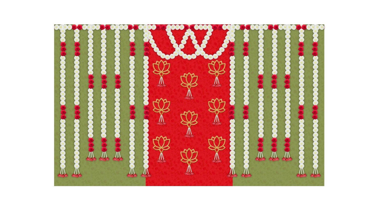 5x8 Feet Fabric Reusable Backdrop Banner for Wedding, Seemantham Ceremony, Housewarming, any Auspicious Occasions or pooja (1123) Festive Decor La Vie Bien 5x8 Feet Fabric Reusable Backdrop Banner for Wedding, Seemantham Ceremony, Housewarming, any Auspicious Occasions or pooja (1123)
