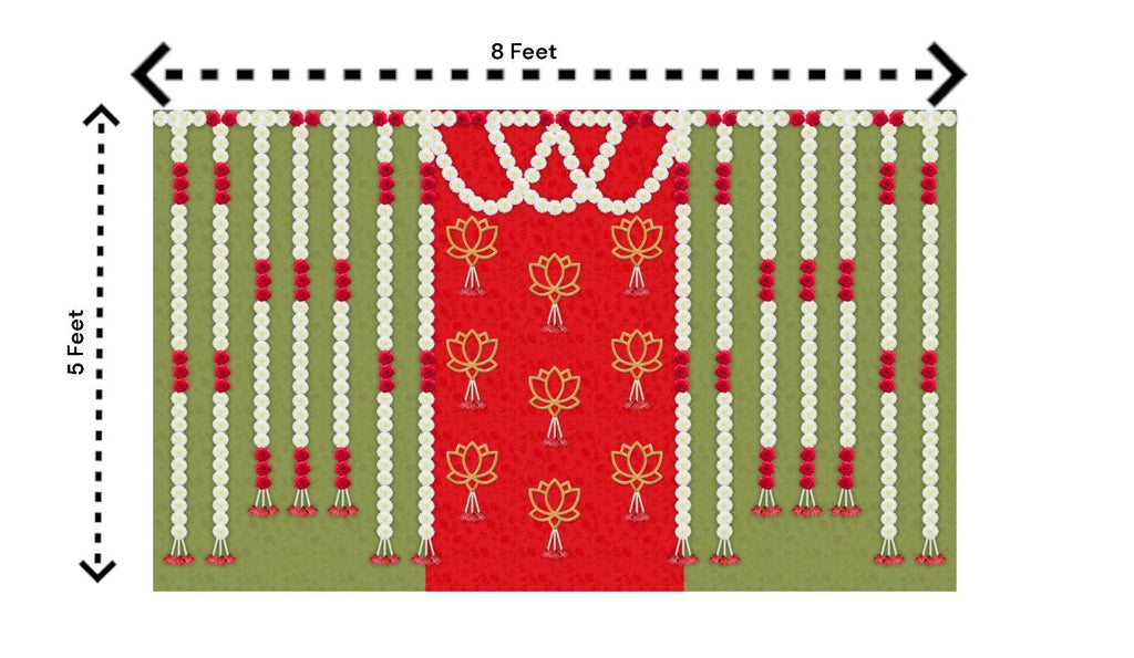 5x8 Feet Fabric Reusable Backdrop Banner for Wedding, Seemantham Ceremony, Housewarming, any Auspicious Occasions or pooja (1123) Festive Decor La Vie Bien 5x8 Feet Fabric Reusable Backdrop Banner for Wedding, Seemantham Ceremony, Housewarming, any Auspicious Occasions or pooja (1123)
