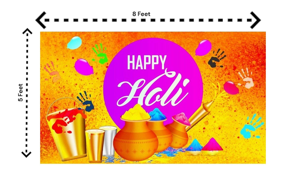 5x8 Feet Fabric Reusable Happy Holi Backdrop Banner for Holi Festival (AS1225) Festive Decor La Vie Bien 5x8 Feet Fabric Reusable Happy Holi Backdrop Banner for Holi Festival (AS1225)