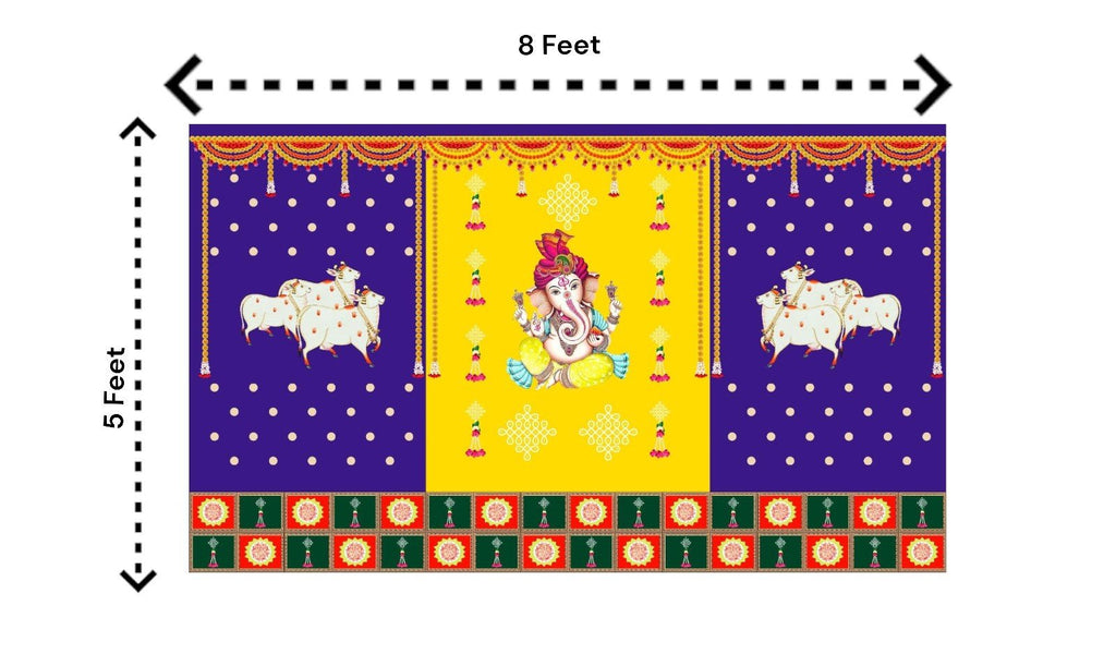 5x8 Feet Fabric Reusable Lord Ganesha Backdrop Banner for Wedding, Housewarming, Any ausipious occaions or pooja (1001) Festive Decor La Vie Bien 5x8 Feet Fabric Reusable Lord Ganesha Backdrop Banner for Wedding, Housewarming, Any ausipious occaions or pooja (1001)