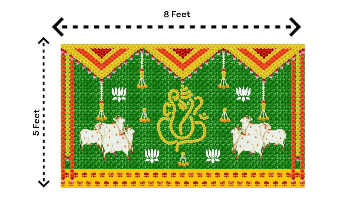 5x8 Feet Fabric Reusable Lord Ganesha Backdrop Banner for Wedding, Housewarming, Any ausipious occaions or pooja (1048) Festive Decor La Vie Bien 5x8 Feet Fabric Reusable Lord Ganesha Backdrop Banner for Wedding, Housewarming, Any ausipious occaions or pooja (1048)