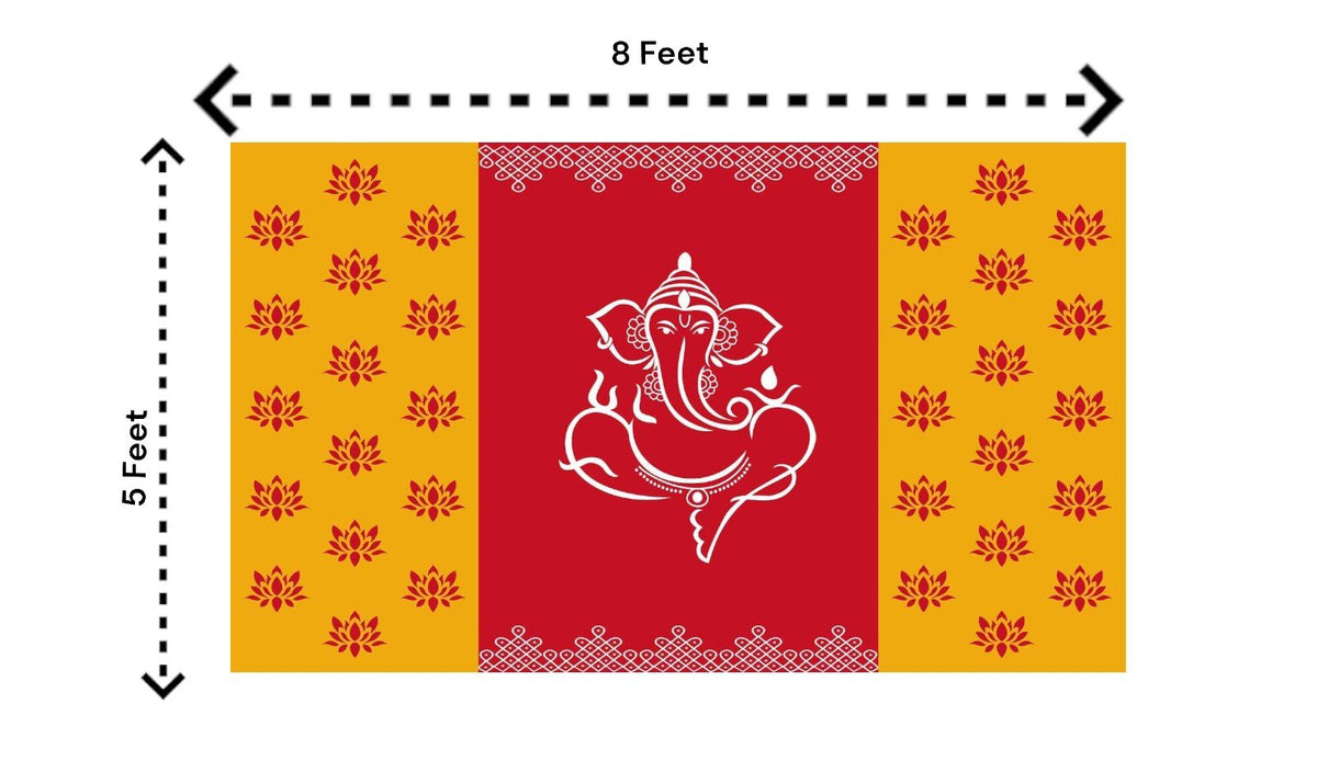 5x8 Feet Fabric Reusable Lord Ganesha Backdrop Banner for Wedding, Housewarming, Any ausipious occaions or pooja (1102) Festive Decor La Vie Bien 5x8 Feet Fabric Reusable Lord Ganesha Backdrop Banner for Wedding, Housewarming, Any ausipious occaions or pooja (1102)