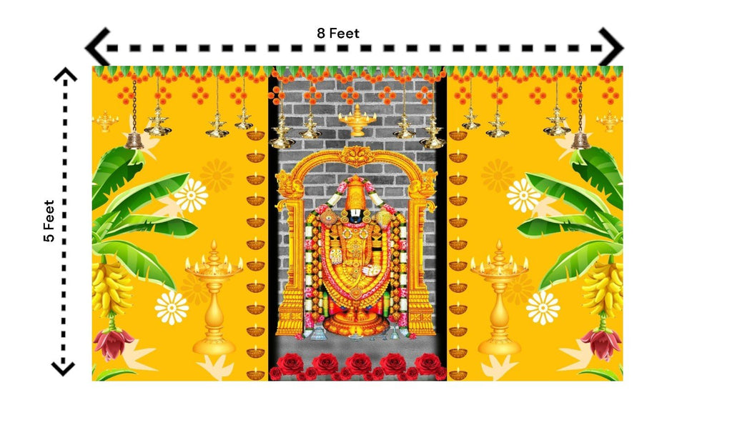 5x8 Feet Fabric Reusable Lord Venkateswara or Balaji Namam Backdrop Banner for South Indian Occasions like South indian Wedding, Pooja (1068) Festive Decor La Vie Bien 5x8 Feet Fabric Reusable Lord Venkateswara or Balaji Namam Backdrop Banner for South Indian Occasions like South indian Wedding, Pooja (1068)