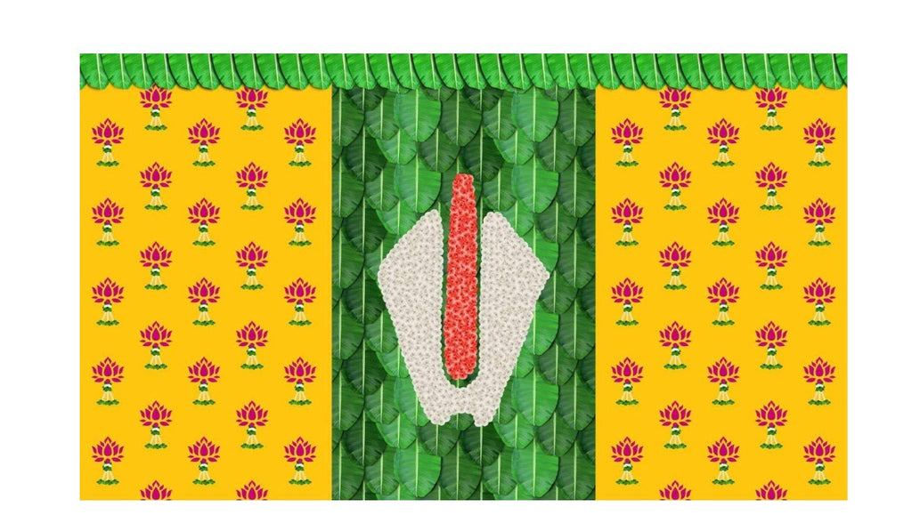 5x8 Feet Fabric Reusable Lord Venkateswara or Balaji Namam Backdrop Banner for South Indian Occasions like South indian Wedding, Pooja (AS1440) Festive Decor La Vie Bien 5x8 Feet Fabric Reusable Lord Venkateswara or Balaji Namam Backdrop Banner for South Indian Occasions like South indian Wedding, Pooja (AS1440)