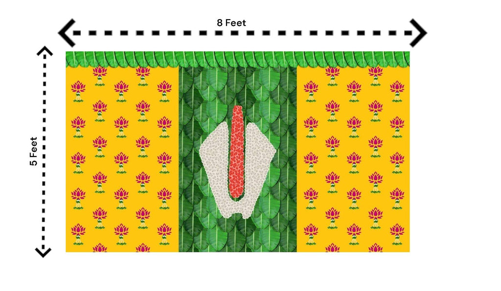 5x8 Feet Fabric Reusable Lord Venkateswara or Balaji Namam Backdrop Banner for South Indian Occasions like South indian Wedding, Pooja (AS1440) Festive Decor La Vie Bien 5x8 Feet Fabric Reusable Lord Venkateswara or Balaji Namam Backdrop Banner for South Indian Occasions like South indian Wedding, Pooja (AS1440)