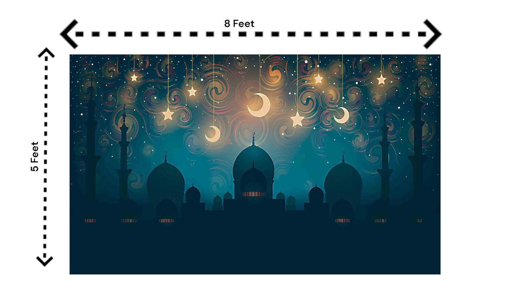 5x8 Feet Fabric Reusable Moon & Star Backdrop Banner for Muslim occasions like Ramadan, Eid al-Fitr, Eid al-Adha, Muslim Weddings (1136) Festive Decor La Vie Bien 5x8 Feet Fabric Reusable Moon & Star Backdrop Banner for Muslim occasions like Ramadan, Eid al-Fitr, Eid al-Adha, Muslim Weddings (1136)