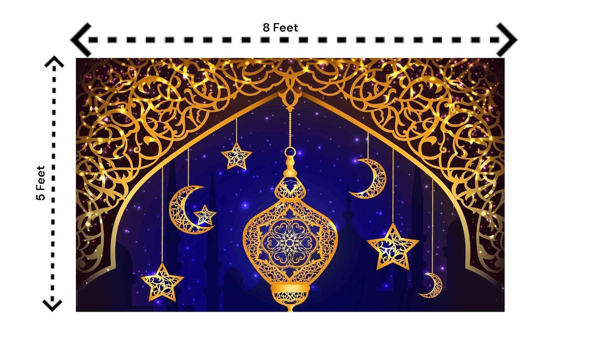 5x8 Feet Fabric Reusable Moon & Star Backdrop Banner for Muslim occasions like Ramadan, Eid al-Fitr, Eid al-Adha, Muslim Weddings (1137) Festive Decor La Vie Bien 5x8 Feet Fabric Reusable Moon & Star Backdrop Banner for Muslim occasions like Ramadan, Eid al-Fitr, Eid al-Adha, Muslim Weddings (1137)
