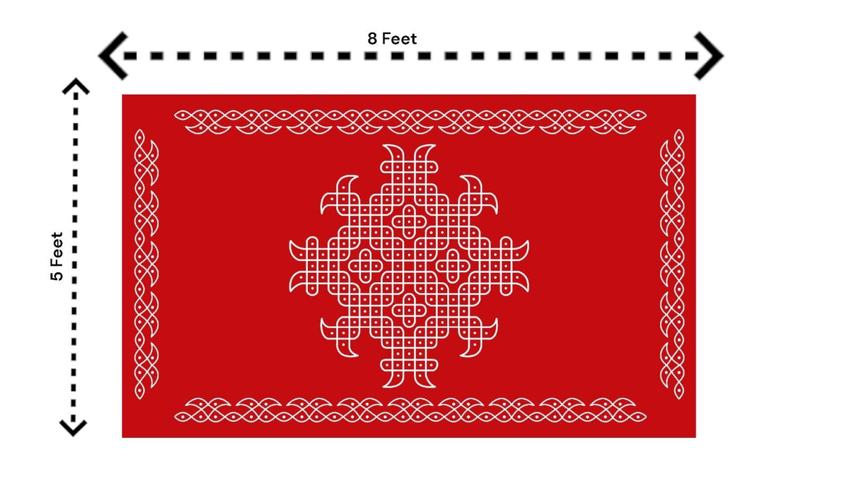 5x8 Feet Fabric Reusable Muggu or Kolam Backdrop Banner for Wedding, Seemantham Ceremony, Housewarming, any Auspicious occasions or pooja (1134) Festive Decor La Vie Bien 5x8 Feet Fabric Reusable Muggu or Kolam Backdrop Banner for Wedding, Seemantham Ceremony, Housewarming, any Auspicious occasions or pooja (1134)