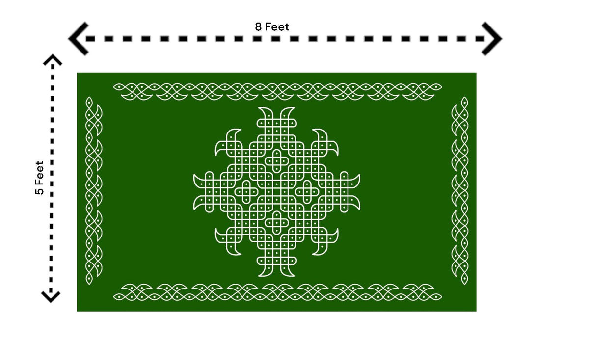 5x8 Feet Fabric Reusable Muggu or Kolam Backdrop Banner for Wedding, Seemantham Ceremony, Housewarming, any Auspicious occasions or pooja (1135) Festive Decor La Vie Bien 5x8 Feet Fabric Reusable Muggu or Kolam Backdrop Banner for Wedding, Seemantham Ceremony, Housewarming, any Auspicious occasions or pooja (1135)