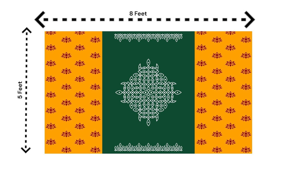 5x8 Feet Fabric Reusable Muggu or Kolam Backdrop Banner for Wedding, Seemantham Ceremony, Muggu Housewarming, any Auspicious occasions or pooja (1007) Festive Decor La Vie Bien 5x8 Feet Fabric Reusable Muggu or Kolam Backdrop Banner for Wedding, Seemantham Ceremony, Muggu Housewarming, any Auspicious occasions or pooja (1007)