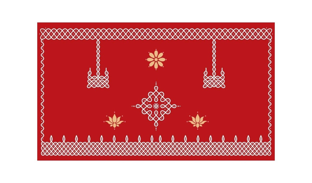 5x8 Feet Fabric Reusable Muggu or Kolam Backdrop Banner for Wedding, Seemantham Ceremony,Housewarming, any Auspicious occasions or pooja (AS1404) Festive Decor La Vie Bien 5x8 Feet Fabric Reusable Muggu or Kolam Backdrop Banner for Wedding, Seemantham Ceremony,Housewarming, any Auspicious occasions or pooja (AS1404)