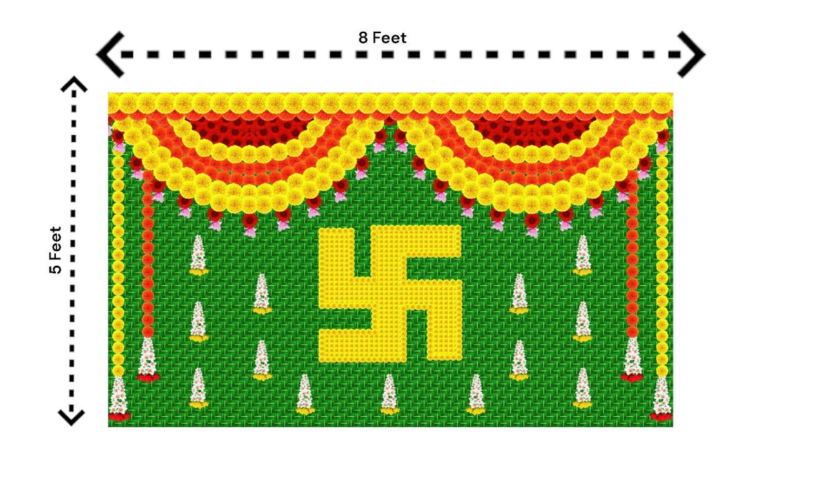 5x8 Feet Fabric Reusable Swastik Symbol Backdrop Banner Decorations for Wedding, Housewarming, any Auspicious Occasions or pooja Festive Decor La Vie Bien 5x8 Feet Fabric Reusable Swastik Symbol Backdrop Banner Decorations for Wedding, Housewarming, any Auspicious Occasions or pooja