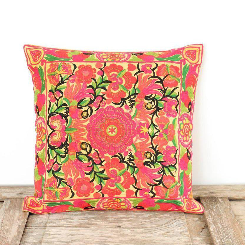 Hmong Bird Embroidered Pillow Cover - Thailand