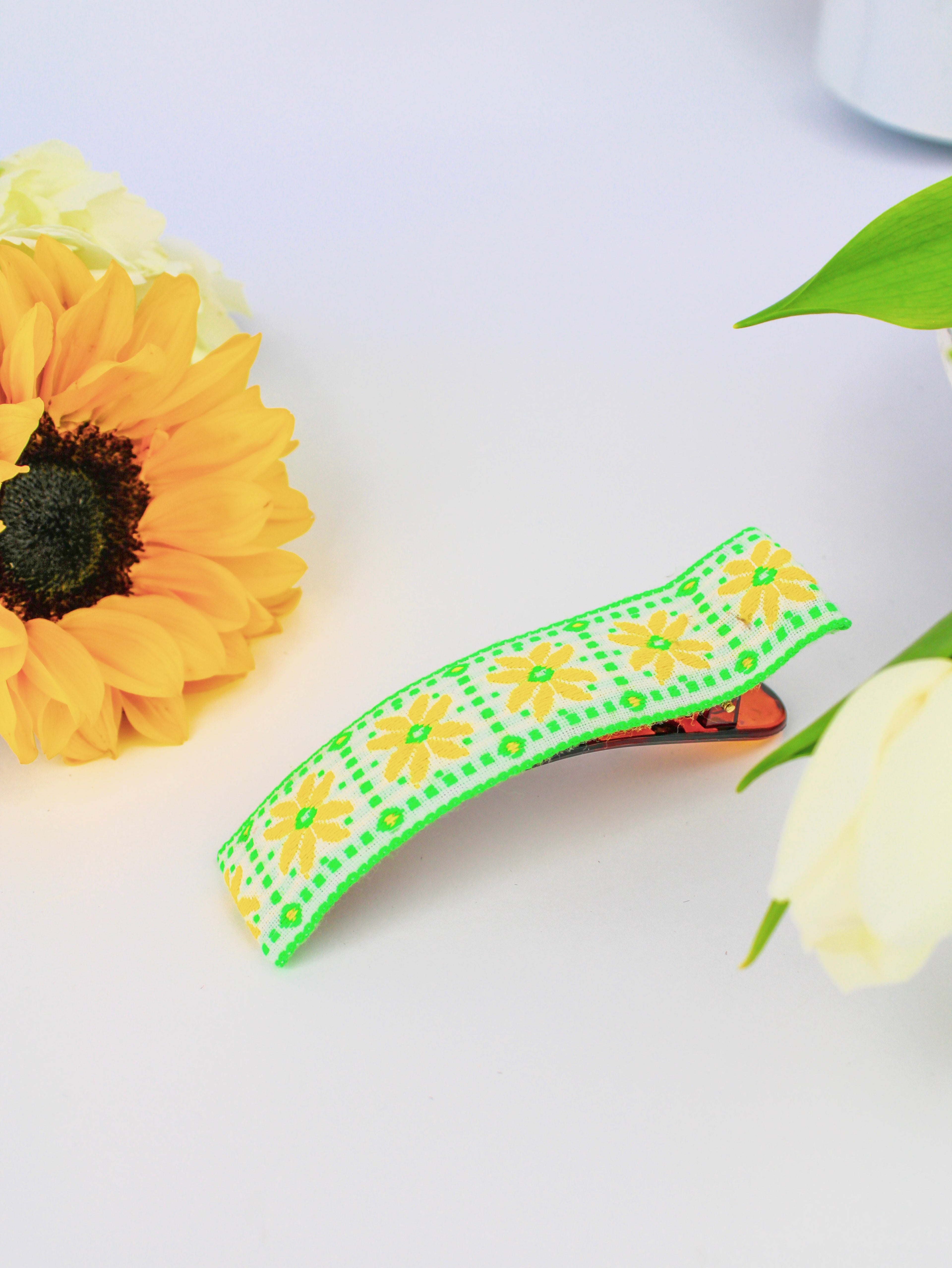 Electric Floral Vintage Ribbon Hair Clip